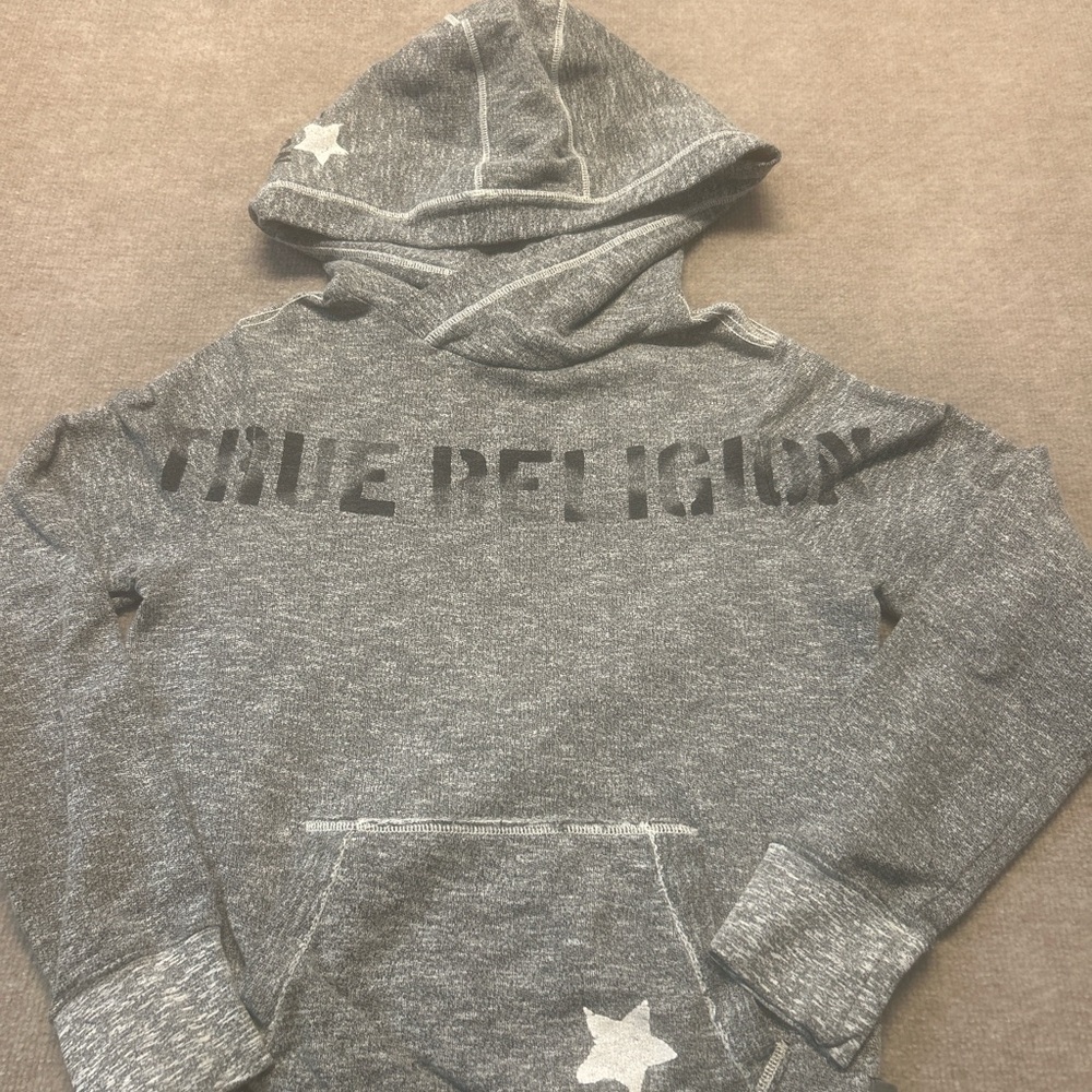 True Religion Heather Gray Knit Hoodie 0402